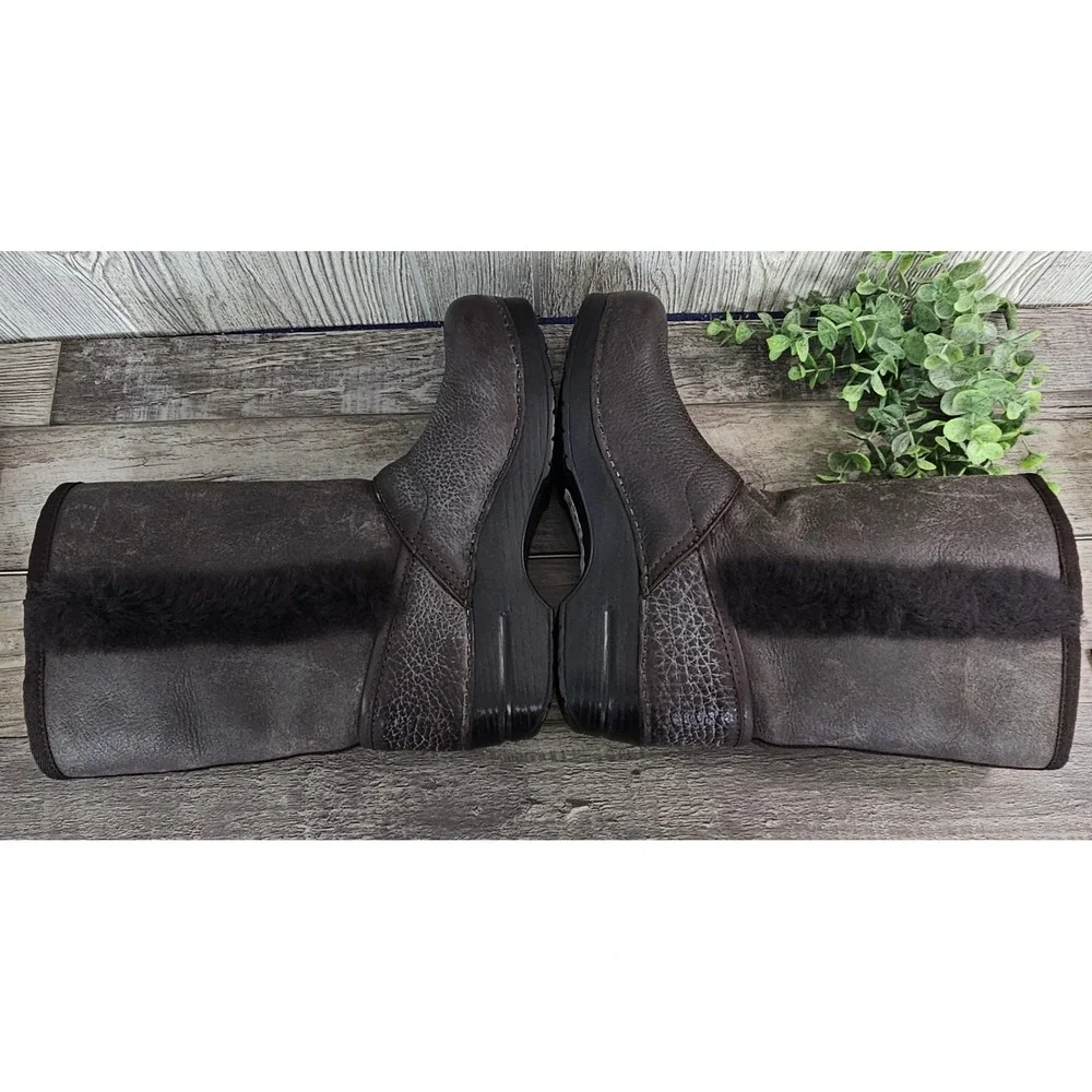 Dansko Finley Pebbled Shearling Winter Boots Chocolate Brown Sz 40 US 9.5-10 NIB